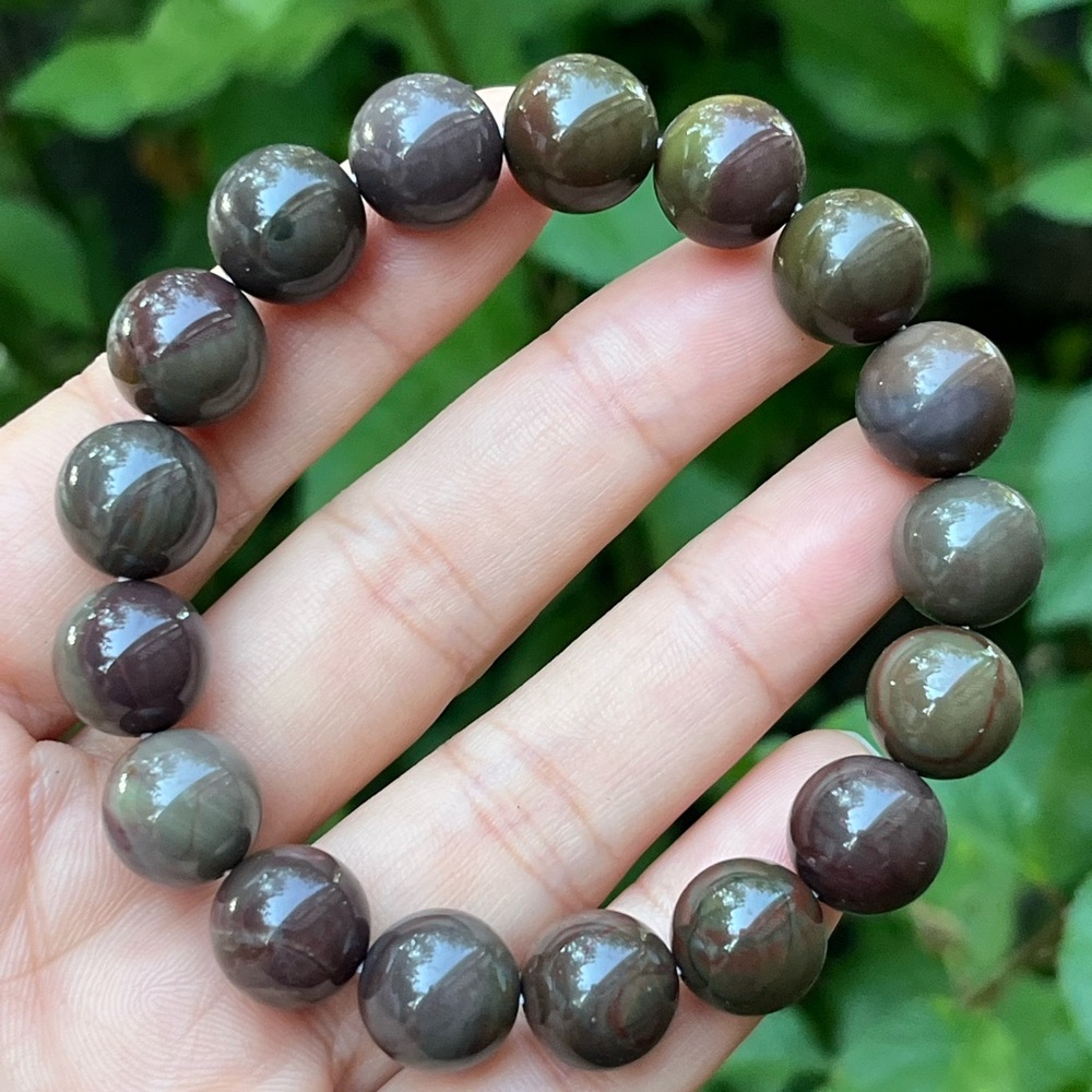 12.5mm‎ stretchable brownish red Alashan bracelet